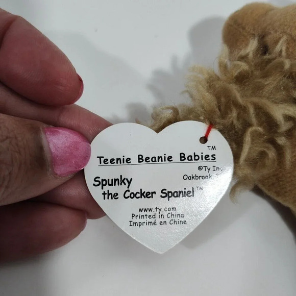 Lot Of 2 Ty Teenie Beanie Babies Spunky Cocker Spaniel Dog Plush Stuffed Animal - Picture 5 of 5